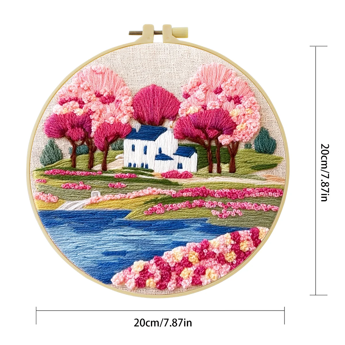 1 Stück 20X20CM/15X15CM 7,87/6,3 Zoll Pfingstrosen-Taschen-Stickerei-Starter-Kit DIY-Kit DIY-Stickerei-Set für Anfänger – Detail 4