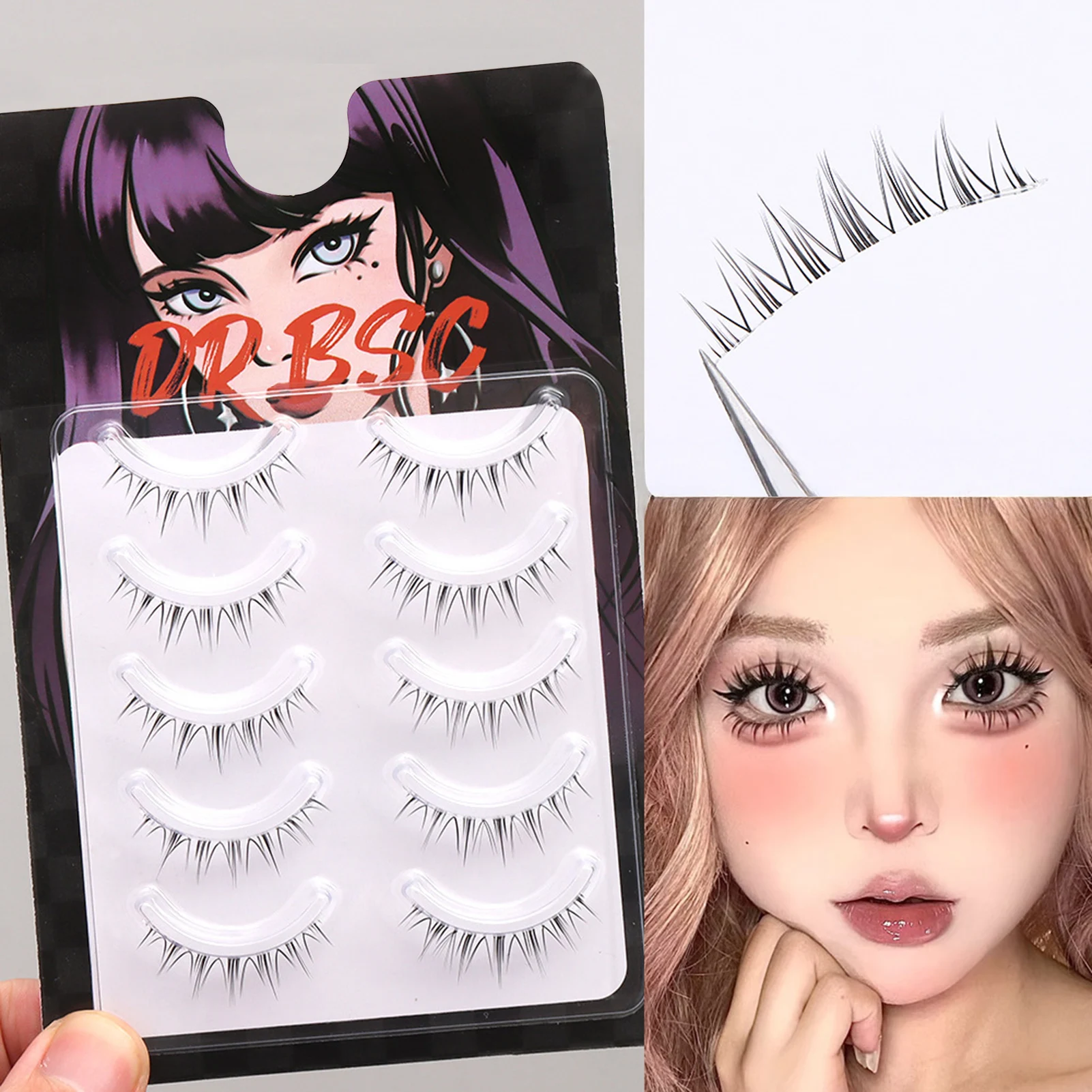 マンガ下まつげフルストリップつけまつげ女性用超軽量コミックまつげエクステンションパーティー結婚式やデートメイク用