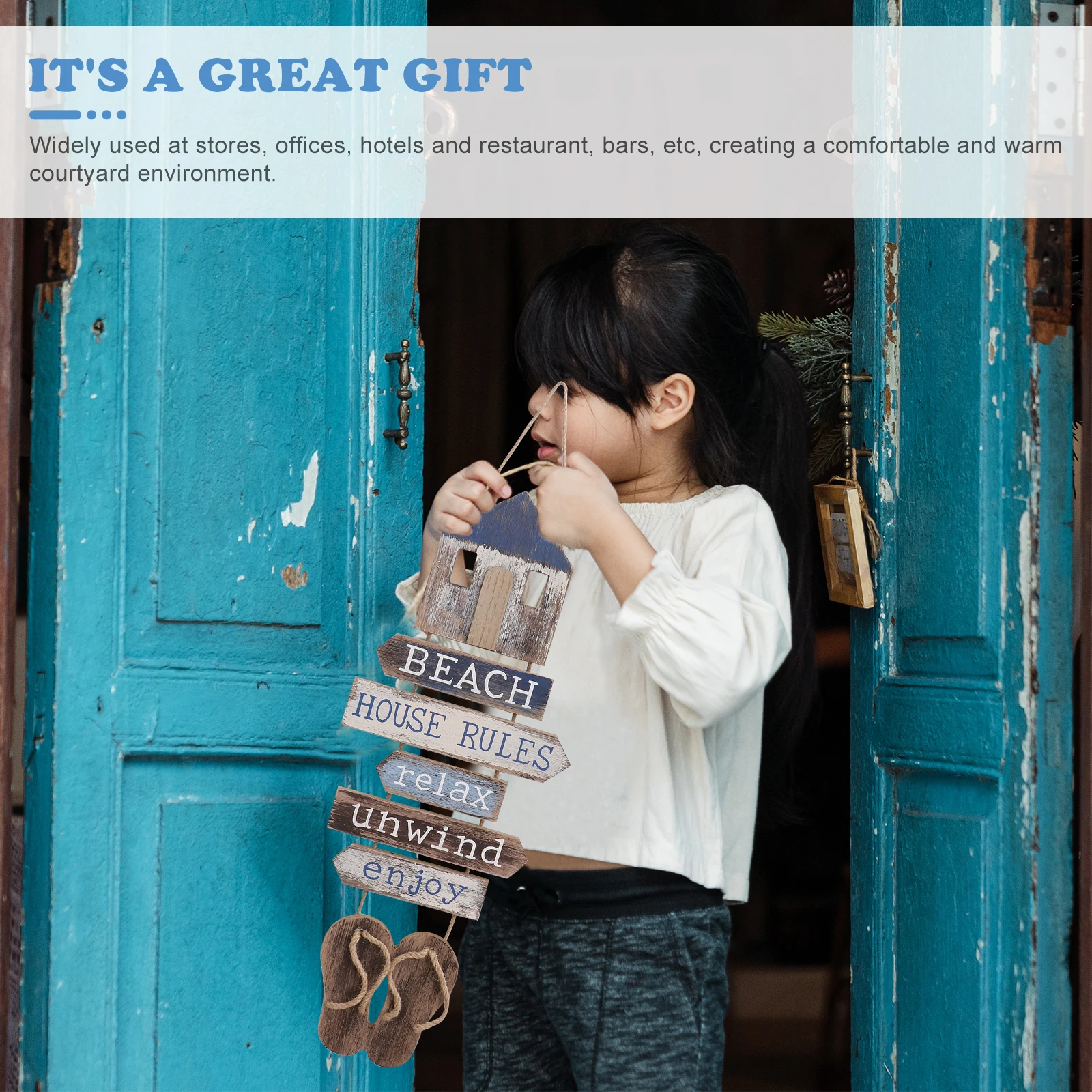 

1pc Wooden -Shaped Slippers Hanging Tag Mediterranean Style Wall Art Decor For Cafe Shop Door Window Decoration Pendant