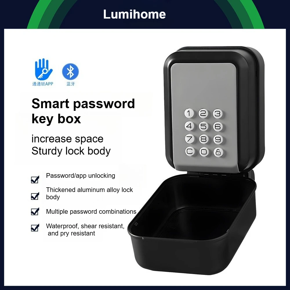 TTlock Bluetooth Smart Password Key Box Built in Hooks APP Management IP65 Waterproof Mobile/password Unlocking for Key Storage
