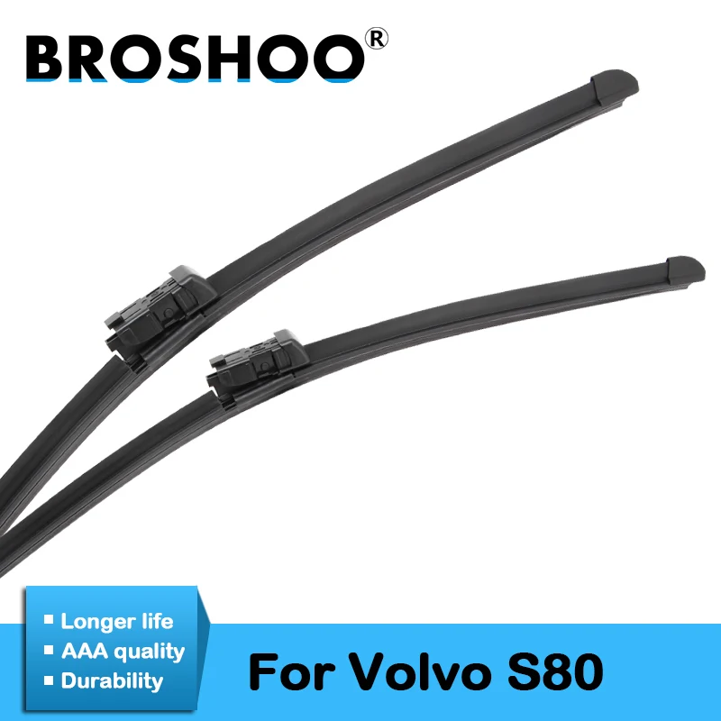 BROSHOO Car Styling Wiper Blades For Volvo S80/S80L Model Year From 1998 To 2016 Fit Standard Hook/Push Button/Pinch Tab Arms