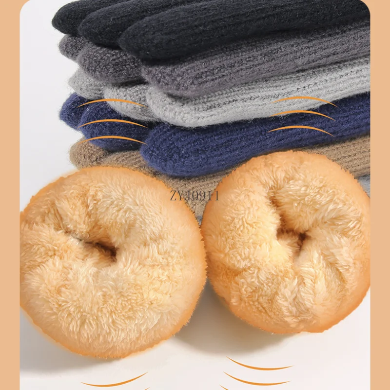 Nuevos guantes cálidos con dedos completos para hombre, guantes de invierno con pantalla táctil y forro polar para hombre y mujer, guantes de lana gruesos tejidos para conducir y ciclismo