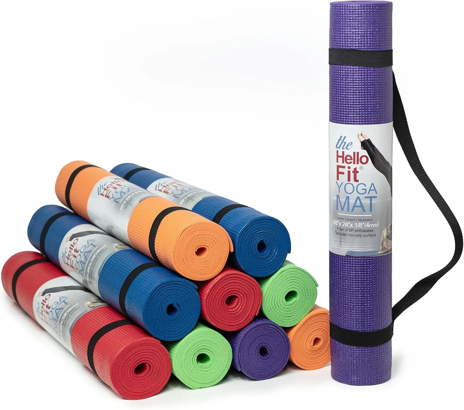 Non Toxic Yoga Mats for Home Workout and Studios, 4mm Thick, Non Slip, with Carrying Strap