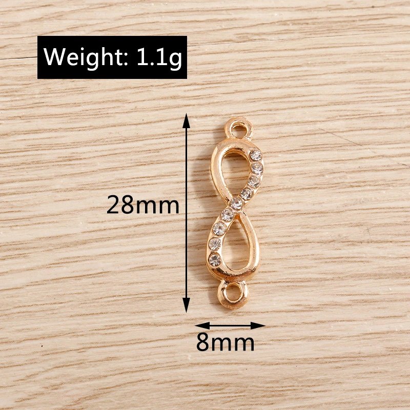 20 stücke 8x28mm niedliche Legierung Unendlichkeit Symbol Charms Anschlüsse für Schmuck machen DIY hand gefertigte Armbänder Halsketten Handwerk liefert – Detail 1