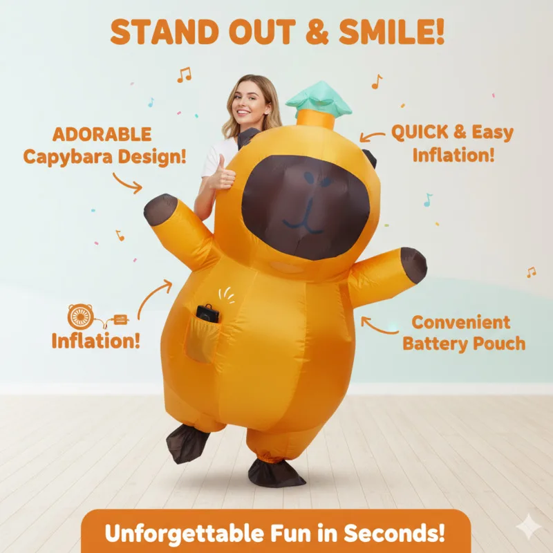 

Christmas Inflatable Capybara Costume Adults Funny Ride-On Animal Blow Up Suit Halloween Cosplay Party Outfit Novelty Costume