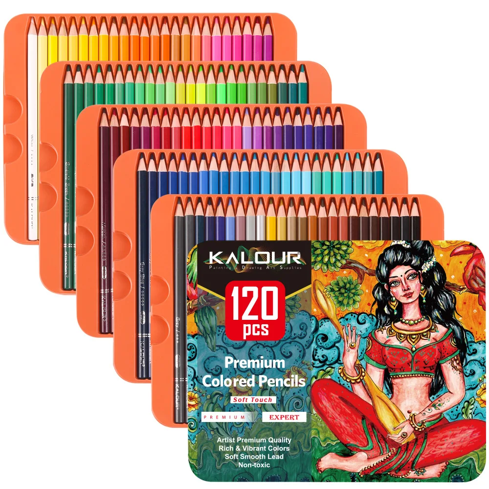 120 Colour Pencil KALOUR Professional Oil Color Pencil Drawing Colored Pencil Set Best Gift for Boy Girl Birthday Back To School