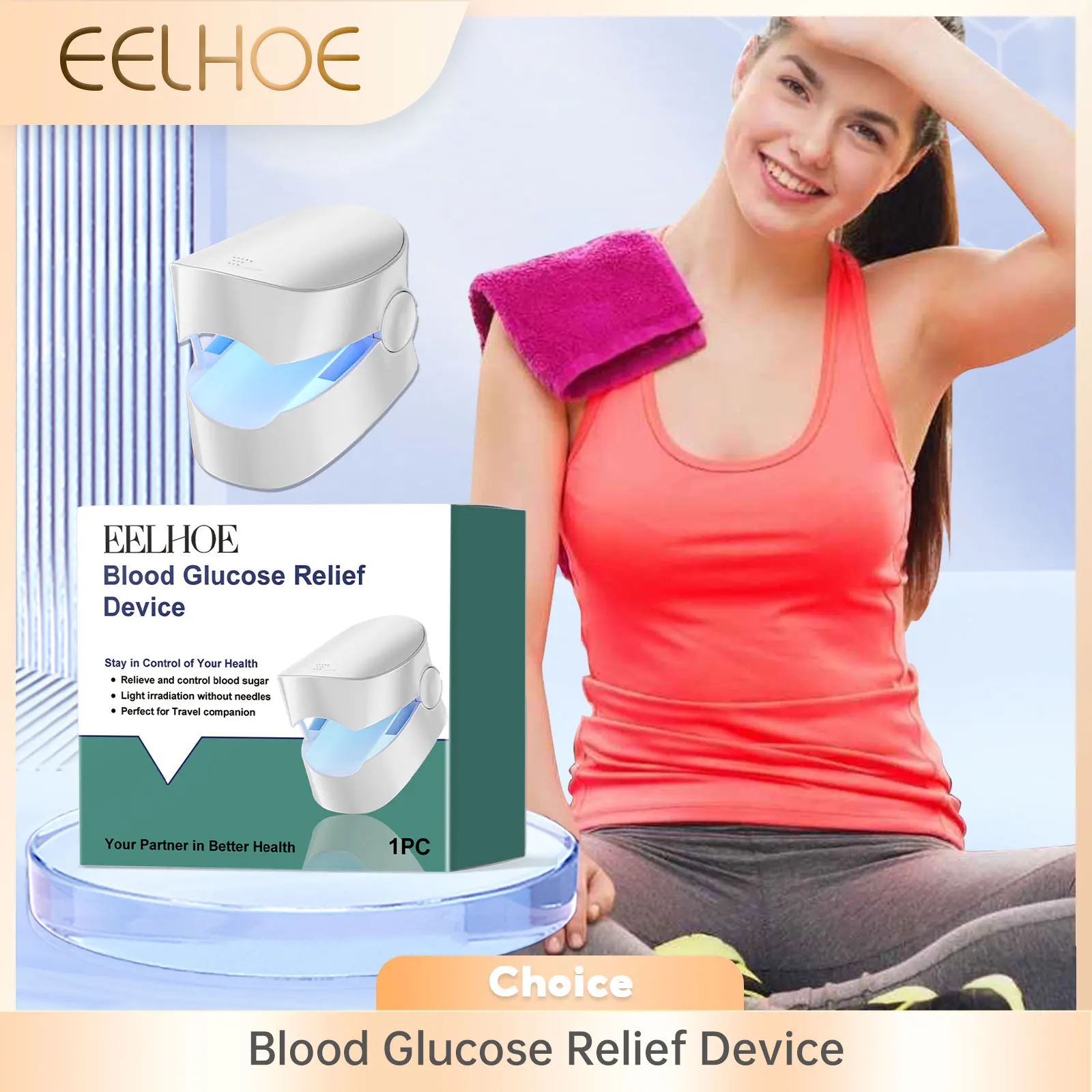 

Blood Glucose Relief Device For Painless Blood Sugar Control Portable Design Body Slimming Balance Glucose Monitor Body Health