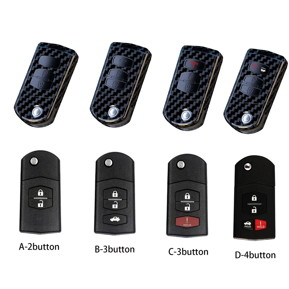 

ABS Carbon Fiber Car Flip Key Case Cover For Mazda 2 3 5 6 8 CX7 CX-7 CX5 CX-5 CX9 CX-9 MX5 MX-5 M6 RX8 RX-8 2 3 4 Buttons Shell