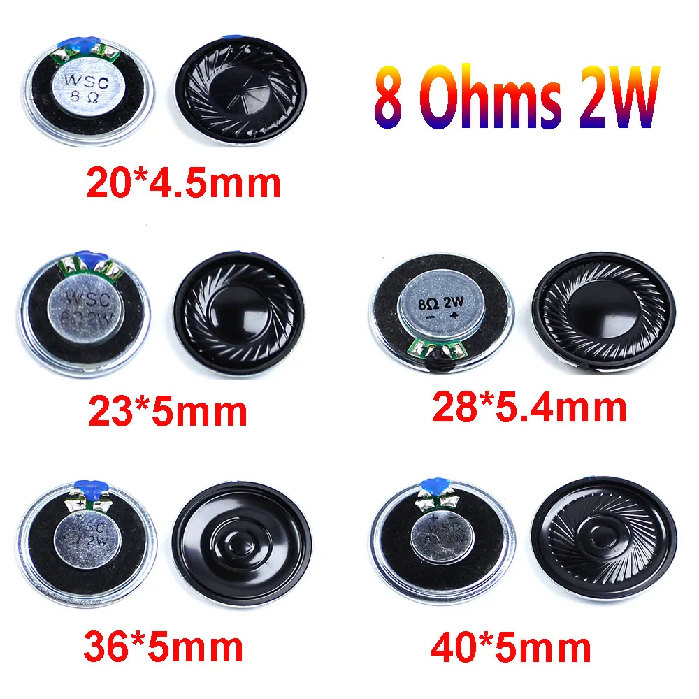 

1pcs Ultra Thin Mini Speaker 8 Ohm 2 Watt 2W 8R Speaker Diameter 20MM 23MM 26MM 32MM 36MM Thickness 4.5mm 5mm 5.4mm