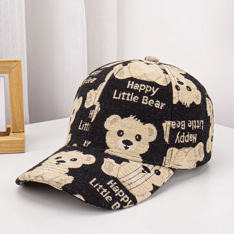 

Baseball Cap Woman Fashion Cute Bear Pringting Hat Women Casual Outdoor Golf Sports Caps Retro Adjustable Snapback Sun Hat