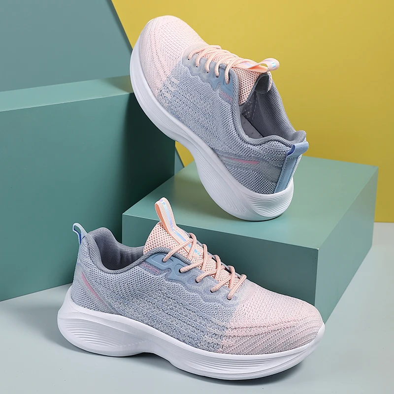 Women Comfortable Sports Casual Sneakers Ladies Non-Slip Fitness Jogging Shoes Lightweight Flying Weave Breathable Running Shoes