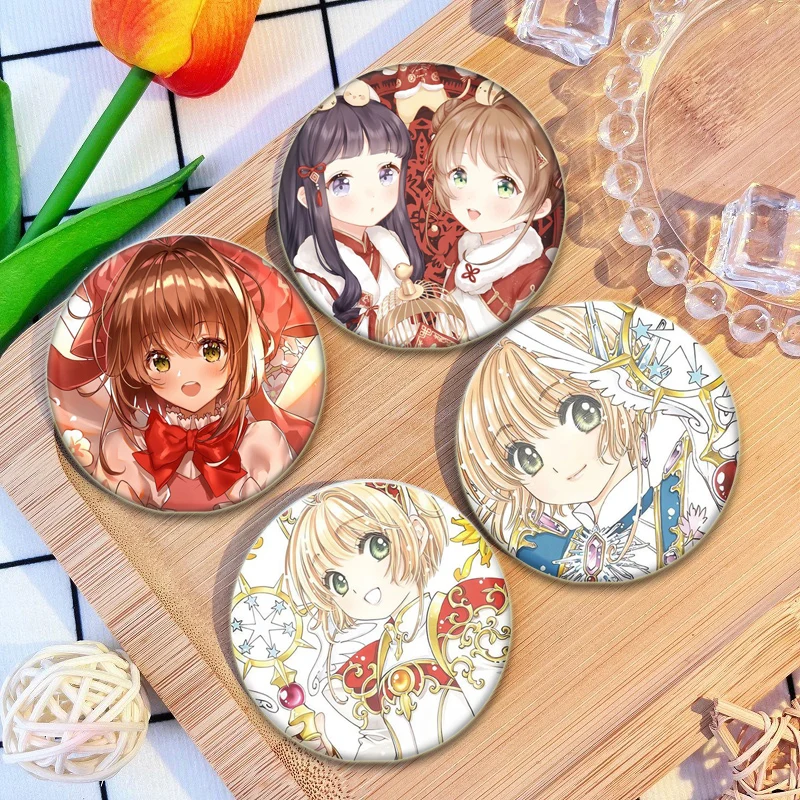 Cardcaptor Sakura Anime Pins KINOMOTO SAKURA Round Brooches CARD CAPTOR SAKURA Cartoon Badge for Backpack Clothes Gift Accessory