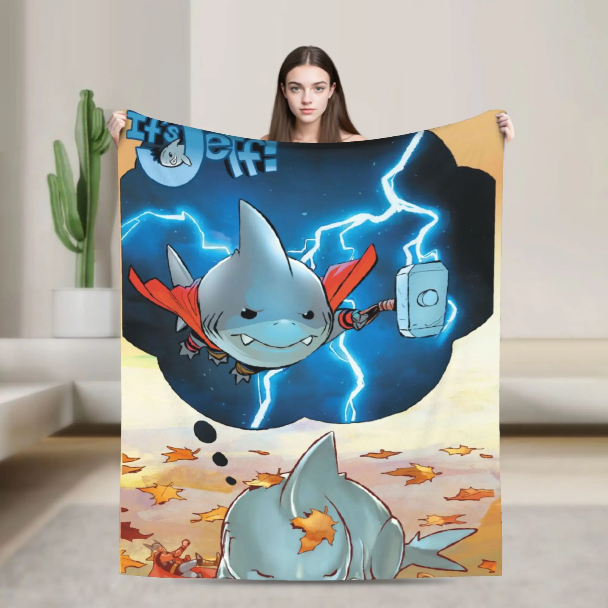 

Jeff The Land Shark Throw Blanket for Couch Soft Cozy Plush Blanket 50x60 Inch Multi-size Bedspreads for All Seasons