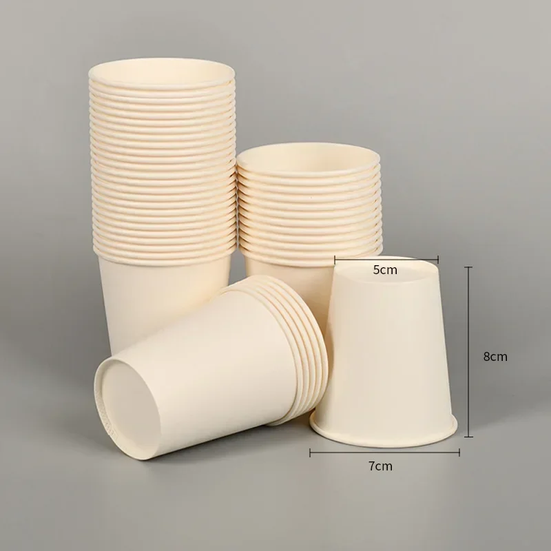 50/100Pcs 210/250ml Pure White Paper Cups Disposable Coffee Tea Milk Cup Party Supplies Drinking Paper Cups Disposable Cups