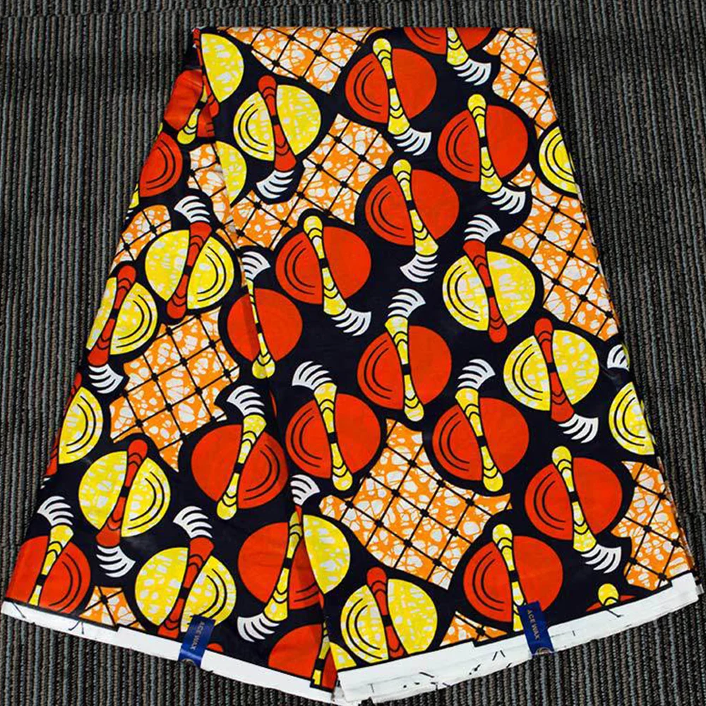 African Wax Fabric Super Fabric 100% Original Ankara Wax Fabric Block Print Batik Dutch Fabric 6yards For Wedding Party Dress