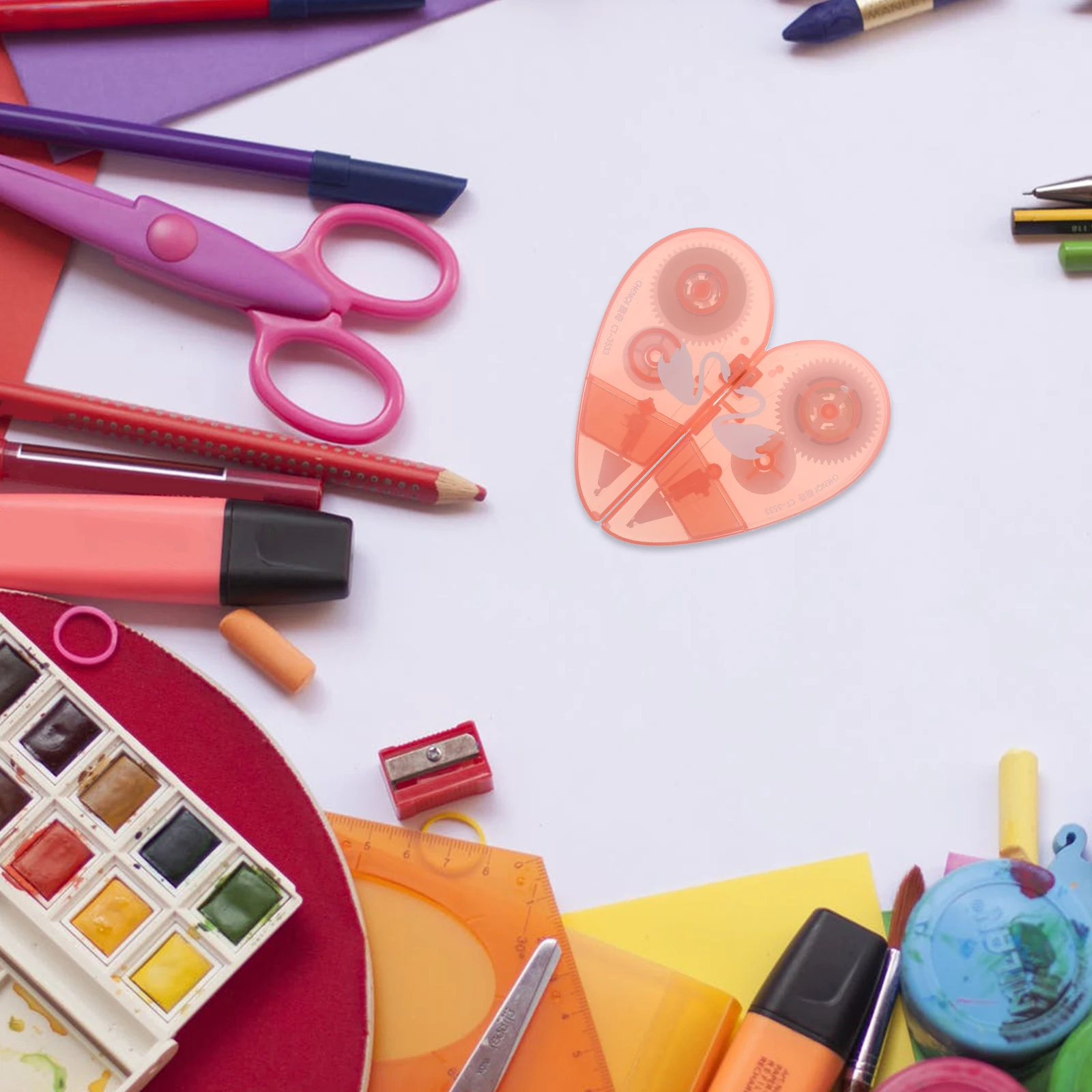 

2 Pcs Heart-shaped Correction Belt Handy Tool Typo Magnet Tape for Titanium Dioxide Correcting Smooth