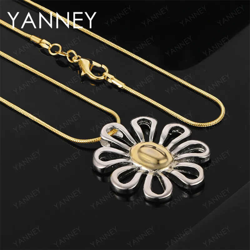

925 Sterling Silver 18K Gold 16-30 Inch Exquisite Flower Pendant Necklace Fashion Women's Accessories Wedding Jewelry