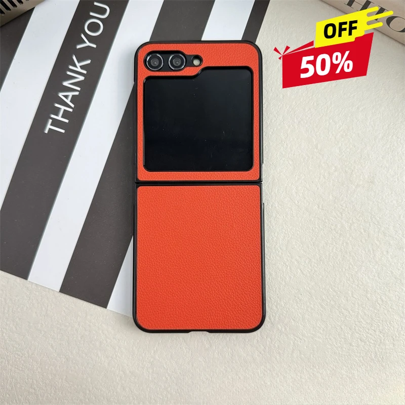 

Leather Case For Samsung Galaxy Z Flip6 Cases for galaxy Z Flip 5 4 phone Cover Litchi Pattern Cowhide Coque Shell