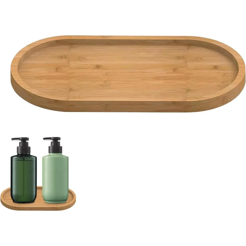 Kitchen Holders Bamboo Soap Dishes Dispensers Bathroom Oval Countertop Tray & Dispenser Tray Tea Dresser Jewelry Ring Dish