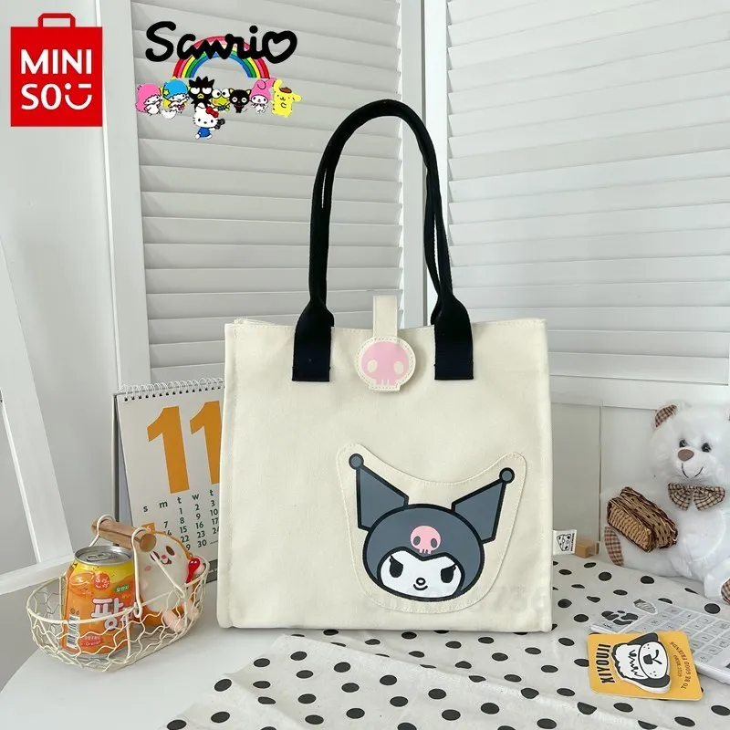 MINISO 2024 New Women's Handbag Fashionable High Quality Women's Shoulder Bag Cartoon Casual Large Capacity Girl Shopping Bag