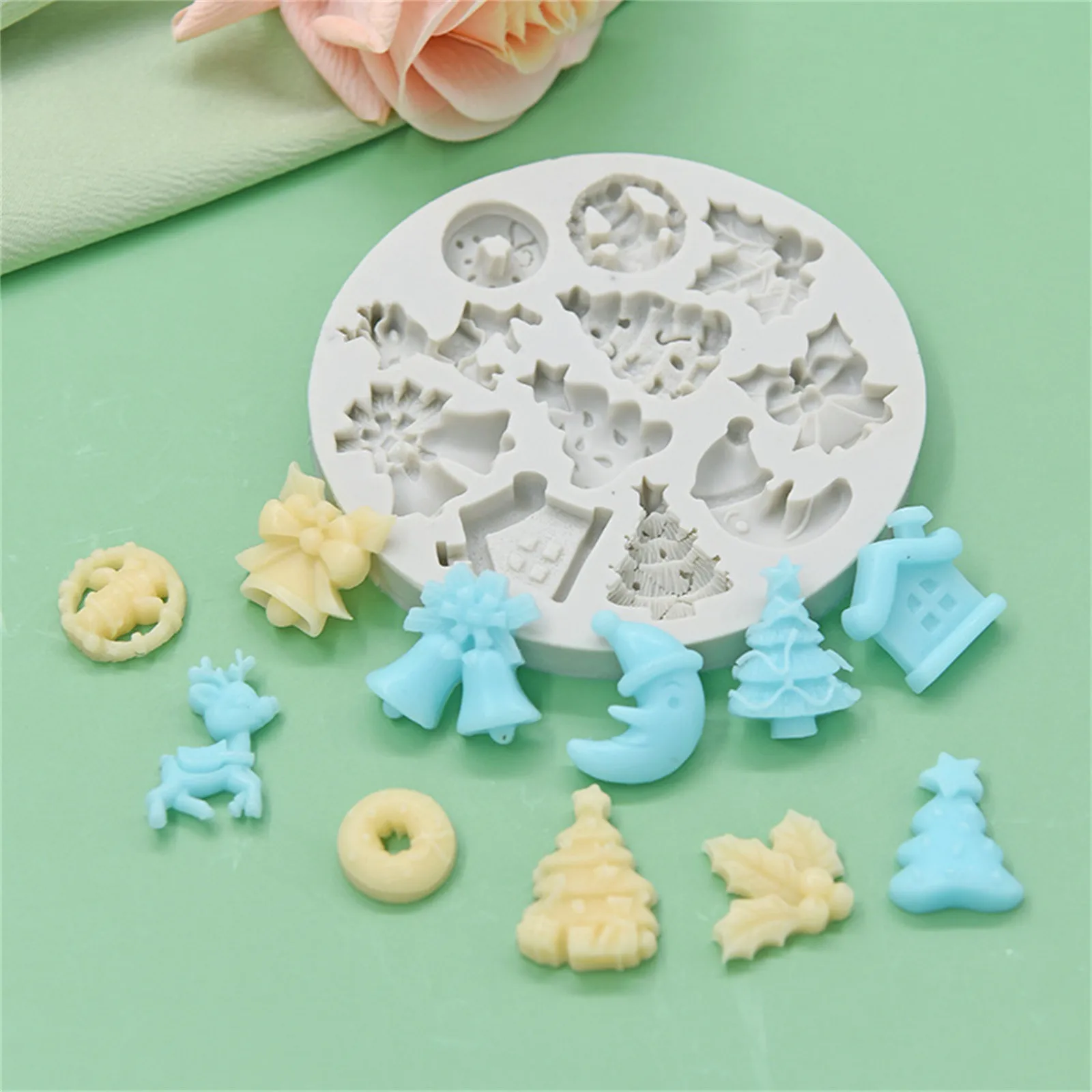 Christmas Tree  Jingle Bell Ornaments Silicone Sugarcraft Mold Chocolate Cupcake Baking Fondant  Tools