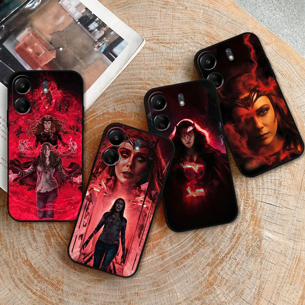 Marvel Wanda Scarlet Witch Phone Case For Redmi 14C 13C 12 12C 10 10C 9 9A 9C 8 8A 7A A2Plus A1 K60 K40 Ultra Pro 5G Black Cover