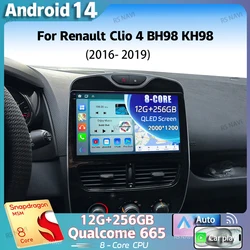 Android 14 For Renault Clio 4 BH98 KH98 2016- 2019 2K QLED Android Car Radio Multimedia Video Player GPS Stereo CarPlay