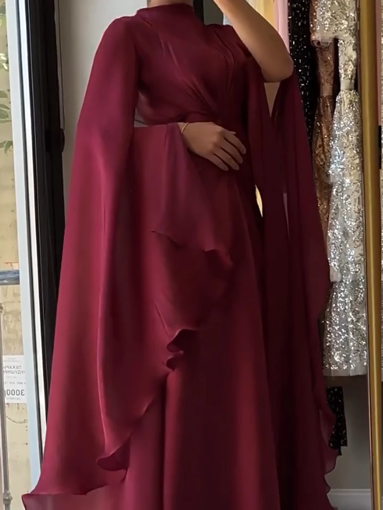 

Повседневное однотонное длинное платье с длинным рукавом, женское модное свободное вечернее платье, элегантное драпированное дизайнерское банкетное платье с круглым вырезом