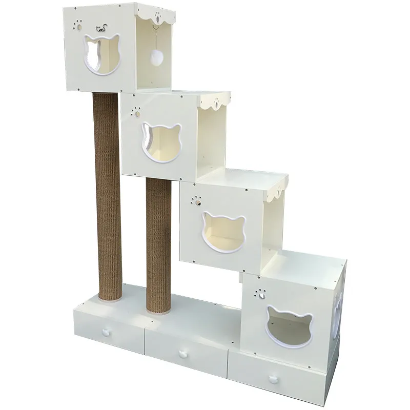 

High Quality Cat Furniture with Drawers, Wooden Cat Scratcher, Cat Toys