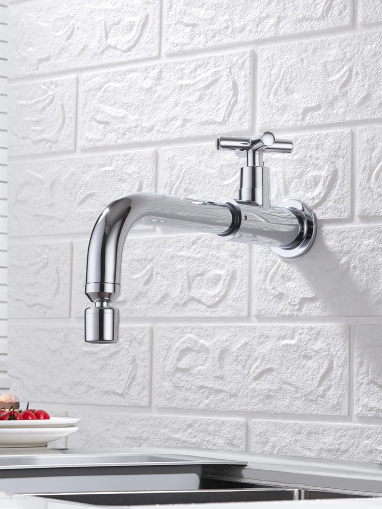 

LIKE Wall Mounted Single Hole Faucet Cross Handle Kitchen Sink Tap 360° Rotate Sprayer Head Chrome