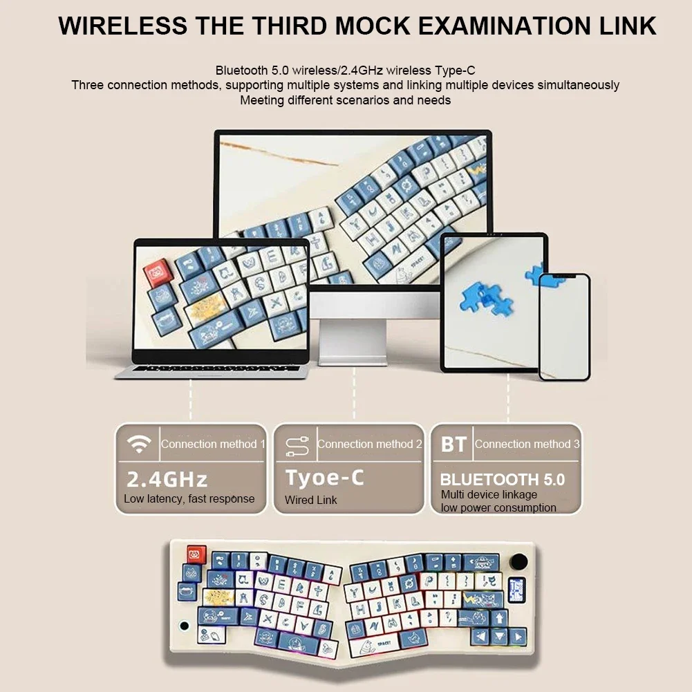 ABM066 GMK67 Teclado mecánico inalámbrico a través de programable intercambiable en caliente Bluetooth/2,4 Ghz/tastiera tipo C junta de teclado para juegos