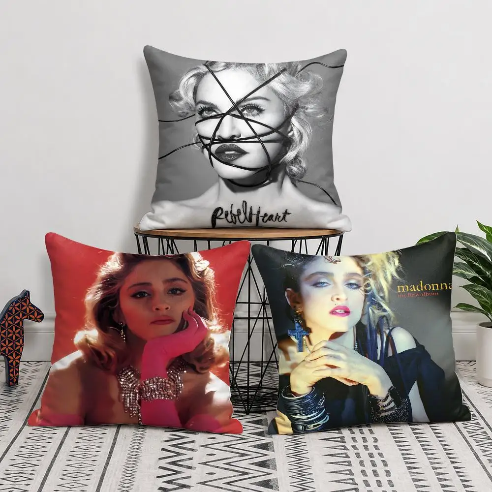 M-Madonna Singer Fans Cushion Cover Silky Short Plush Invisible Zipper Dustproof Sofa Pillow Case For Home Decor