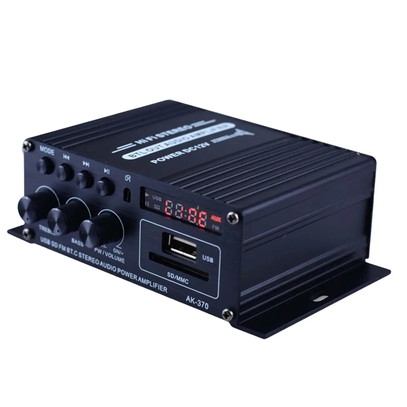 Audio Power Amplifier 20W+20W Bluetooth 5.0 for Car Home Bar Party 12V-24V AK370 Bluetooth Amplifier HiFi Stereo Amp Speaker