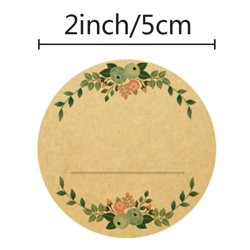 100/500PCS Kraft Paper Flowers Stickers 2inch Thank You Label for Gift Card Package Party Baking Package Decorations Stickers