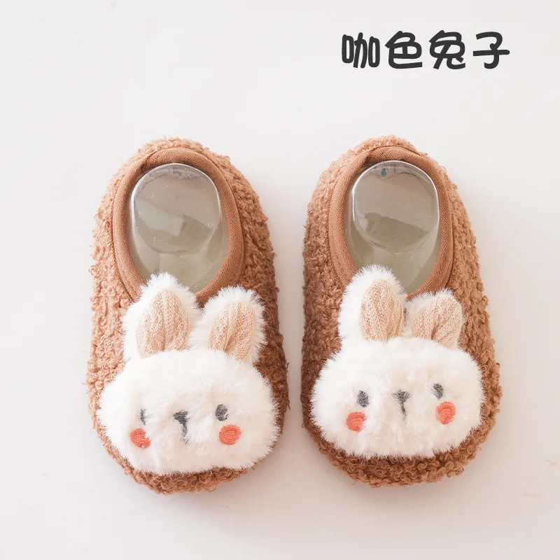 Autumn Winter Non-slip Socks Kids Baby Boys Girls Knitted Floor Footwear Cartoon Rabbit Warm Walking Socks Sock Floor Shoes