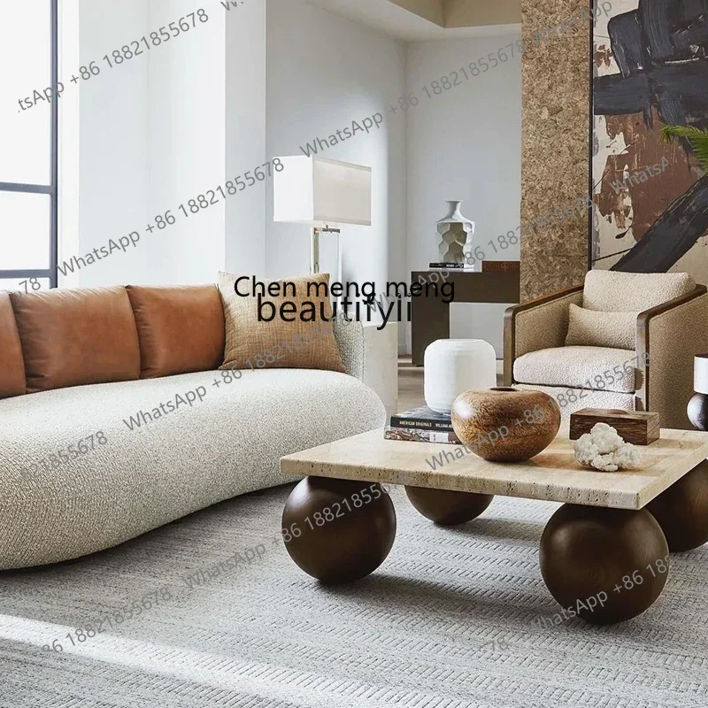 

ss1001 Coffee solid wood base marble, low table