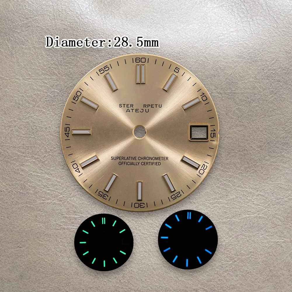 28.5mm S Logo Sun pattern dial Fit NH36 NH35 Movement Ice Blue Or Green Luminous High Quality Watch Modification Accessories  ﻿