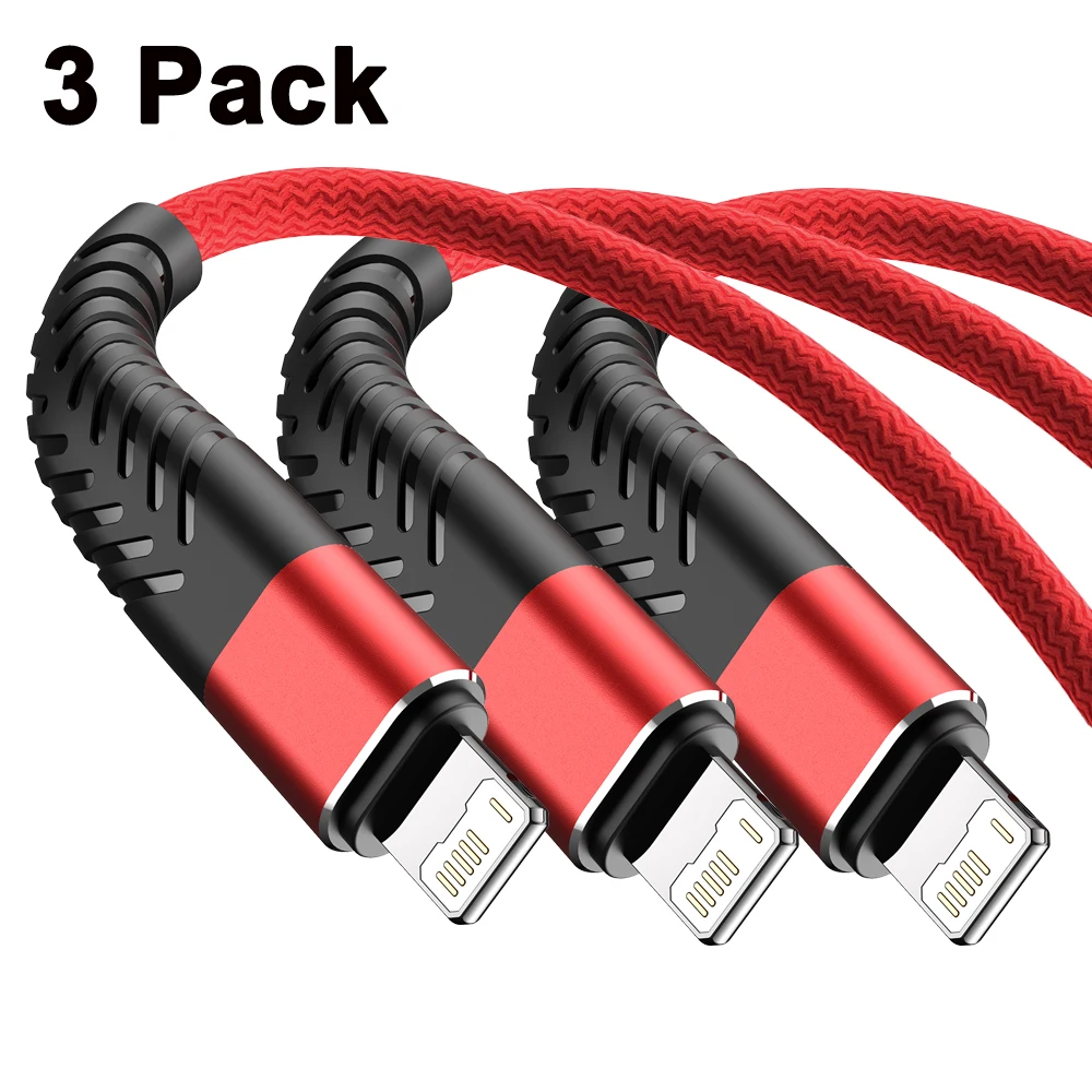 

3Packs/Set 3A Fast Charging USB Charger Cable For iPhone 14 13 12 11 Pro Max XS X XR 8 7 6 6s Plus 5 SE iPad Data Cord Long Wire