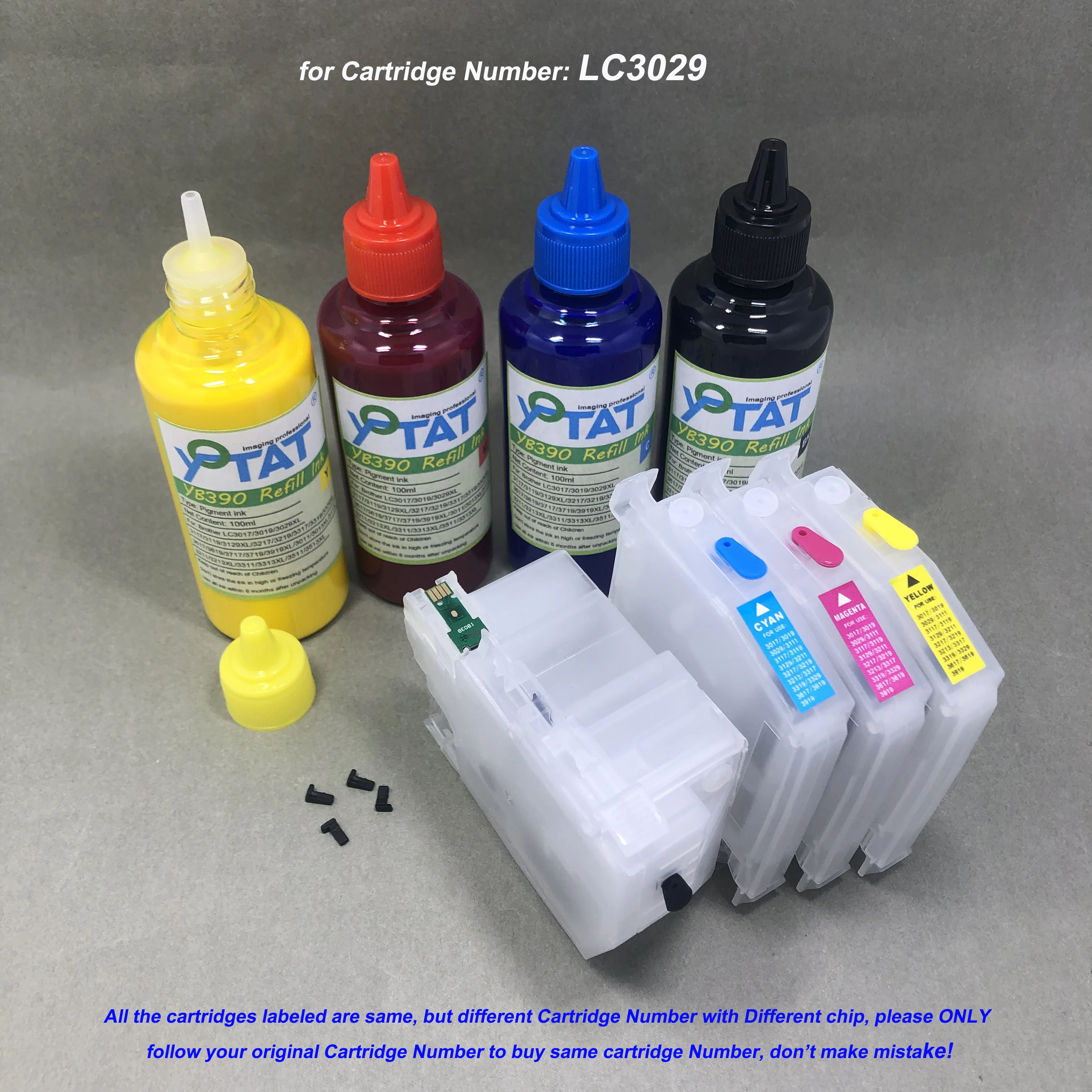 

LC3029 LC3029XL Empty Refillable Ink Cartridge 400ml Pigment Ink for Brother MFC-J5830DW MFC-J5830DW XL MFC-J6535DW MFC-J6535DW