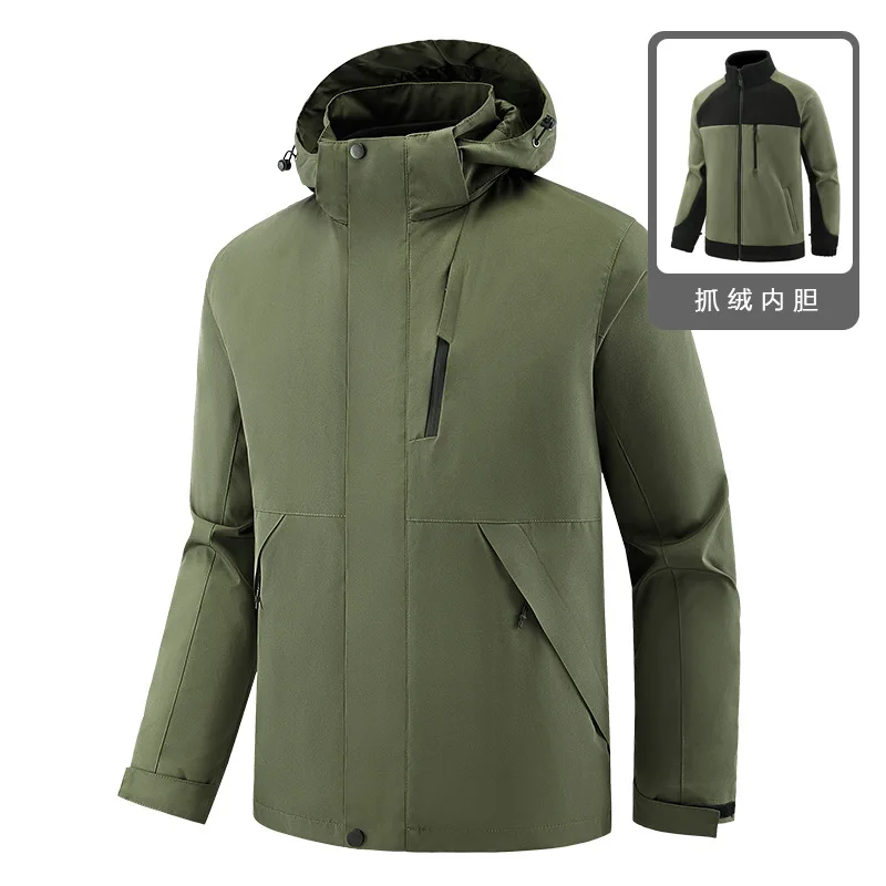 

Водонепроницаемые куртки больших размеров 8xl, мужская шапка, съемная куртка 3 в 1, толстая теплая софтшелл, ветровка для кемпинга и улицы, походные пальто