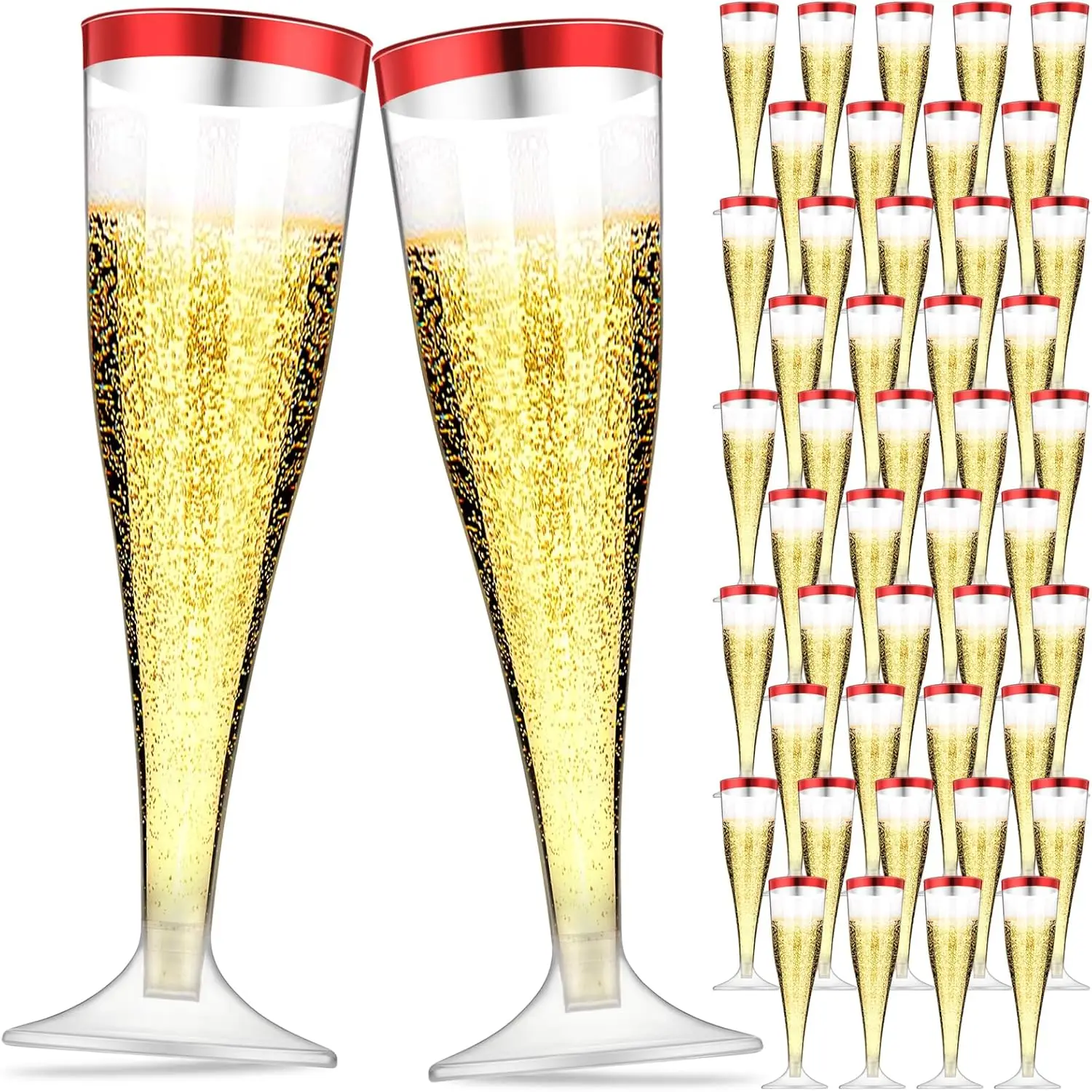 

100 Pcs Plastic Champagne Flutes 4.5oz Classic Champagne Clear Plastic Cups Wedding Party Toasting Cocktail Cups Bulk Ho