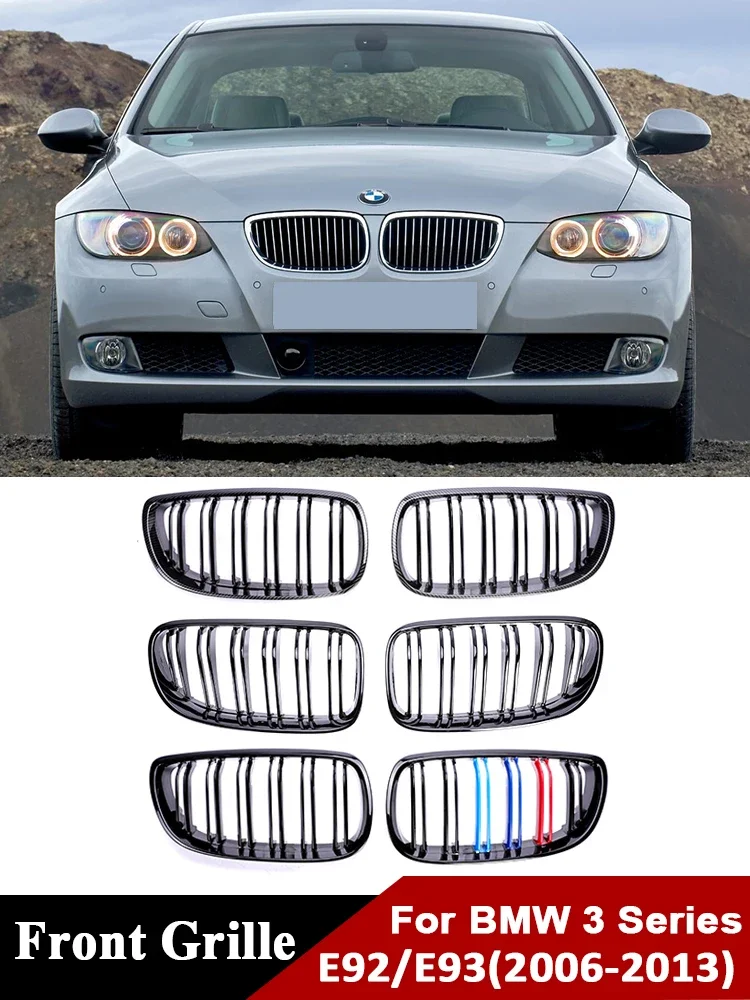 

For BMW 3 Series E92 E93 2005-2009 Front Bumper Kidney Carbon Fiber Grill Racing Facelift M Color Grille Cover 325i 328i 330i