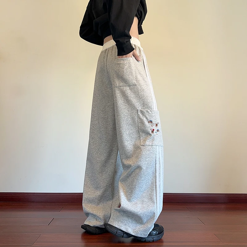 LUZHEN 2025 New Fashion Stripe Printed Straight Tube Casual Pants Men's High Quality Embroidery Pockets Sports Trousers JY4168