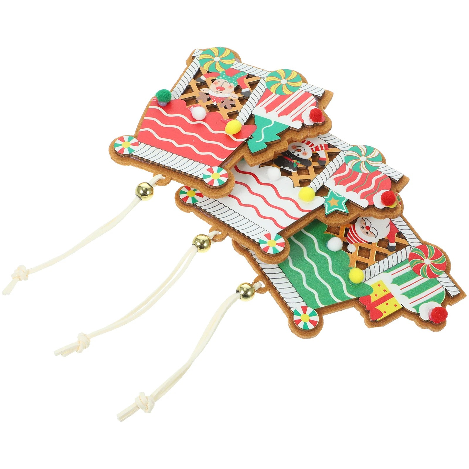 

3Pcs Christmas Tree Pendants Wooden House Xmas Hanging Decor Party Supplies Christmas Hanging Ornament Xmas Party Decorations