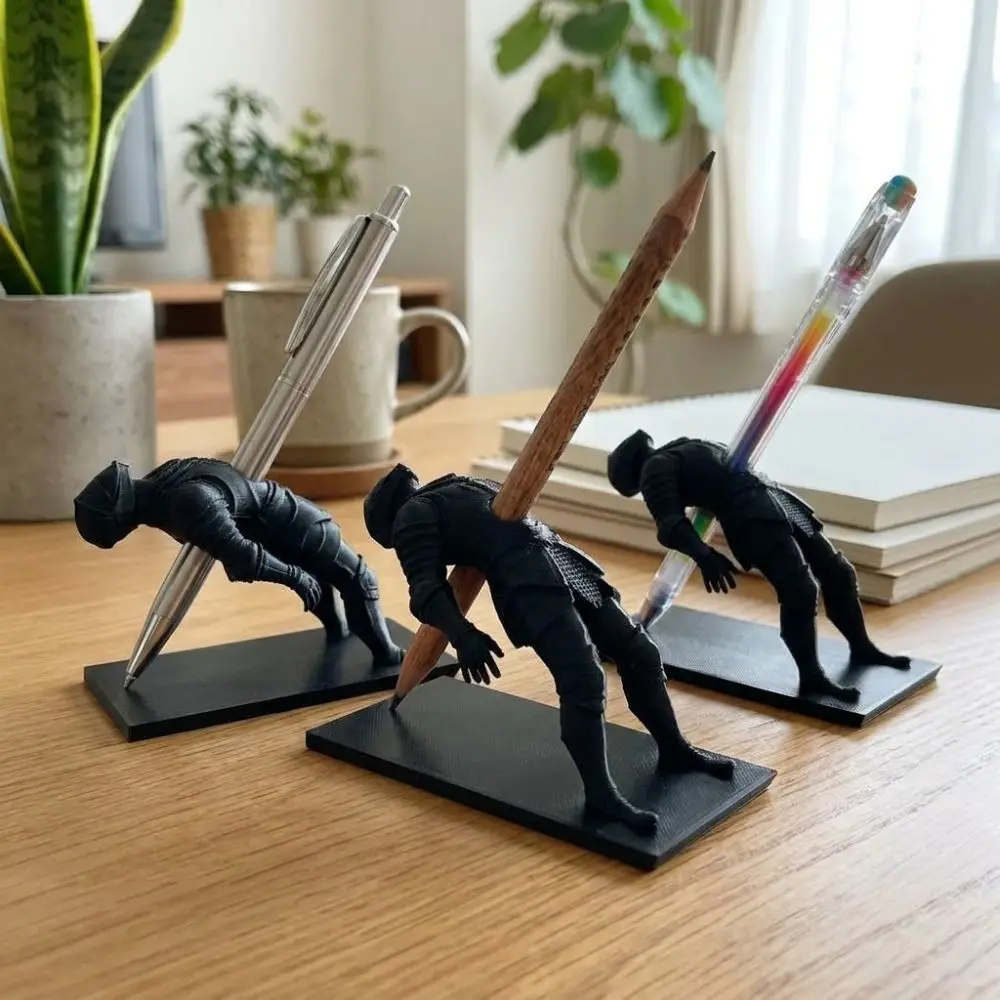 Multi-functional 3D Printed Knight Pen Holder Plastic Unique Warrior Desk Organizer Decorations Pencils Holder Office Desk Decor