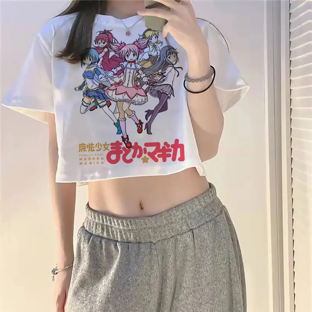 madoka gothic hippie trashy crop top Woman cute 2000s 90s Harajuku t-shirts clothes