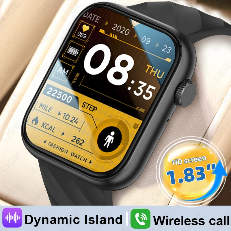 

New Smart Watch Men 1.83inch Full Touch Screen Bluetooth Call Heart Rate Monitor Sports Health Sleep IP68 Waterproof Smartwatch