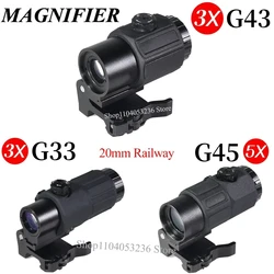 Tactical E*t*ch G33 G43 G45 Sight Fixed 3X 5X Magnifier Scope with Quick Disassembly and Flipping for Airsoft Hunting Collimator