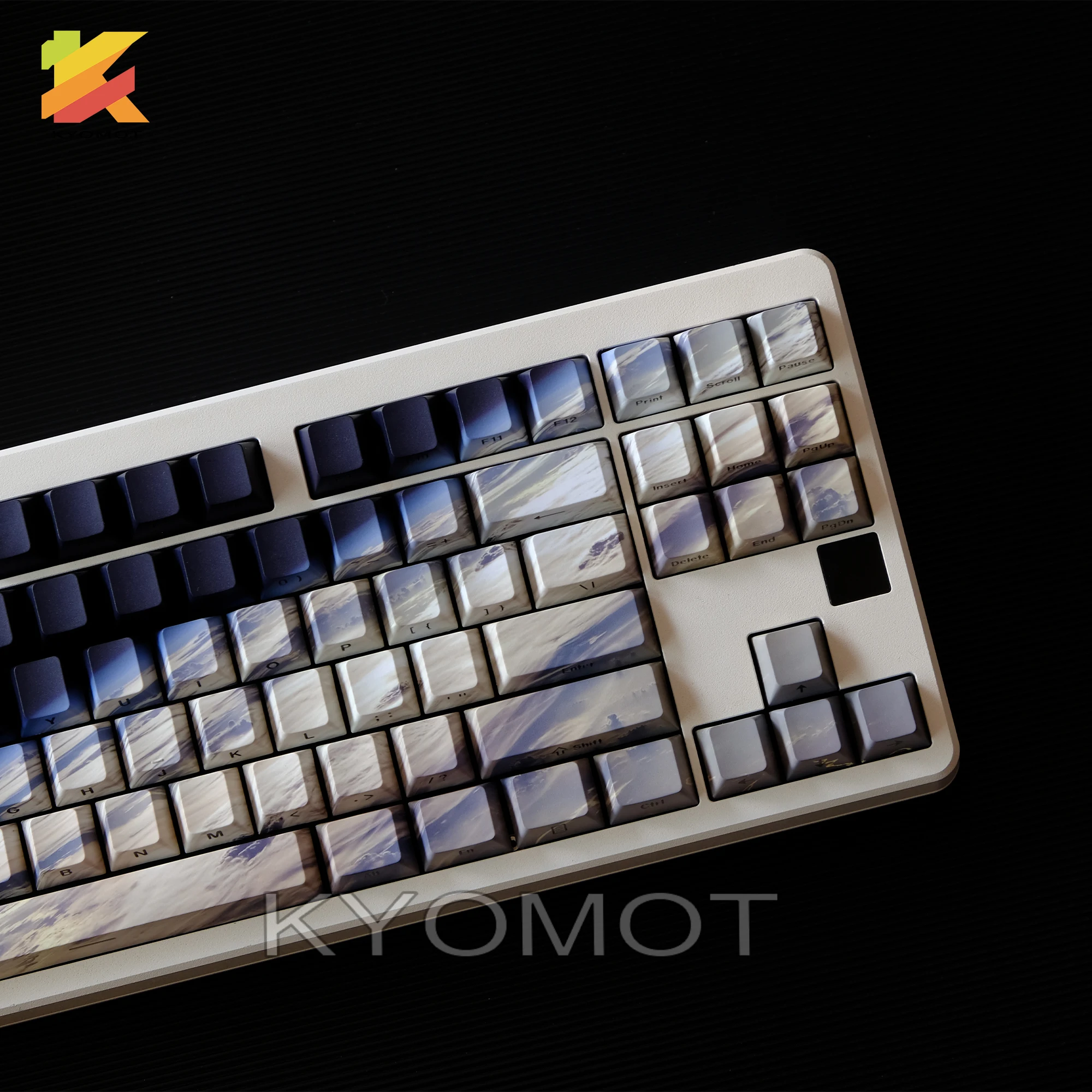 KYOMOT 135 Keys PBT Side Print Keycap Double Shot Shine Through keycaps Cherry Profile Key Cap for MX Switch Mechanical Keyboard