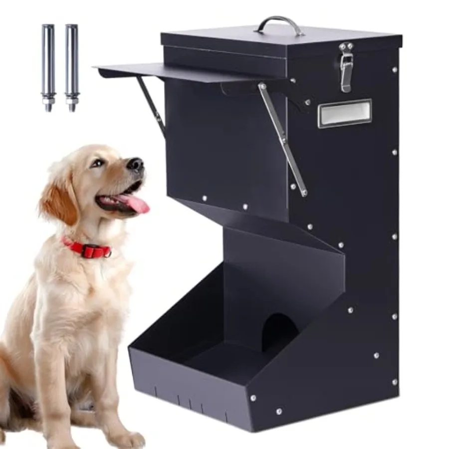 

Outdoor Automatic Dog Feeder Large Breed 25 lbs Galvanized Gravity Feeder for Dogs Metal Self Feeding Dog Food Dispenser Hangin